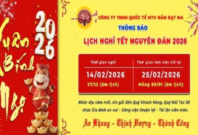Thông báo nghỉ Tết nguyên đán Bính Ngọ 2026